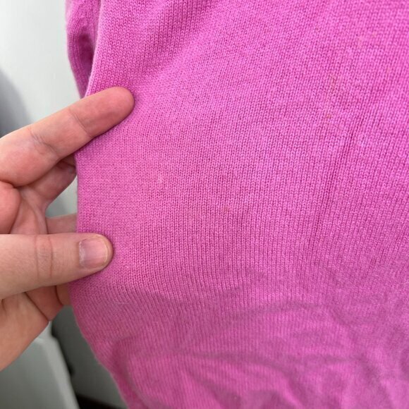 Hanna Andersson Sweater M Pink 100% Cashmere V-neck Long Sleeve Solid Barbiecore - Picture 7 of 13